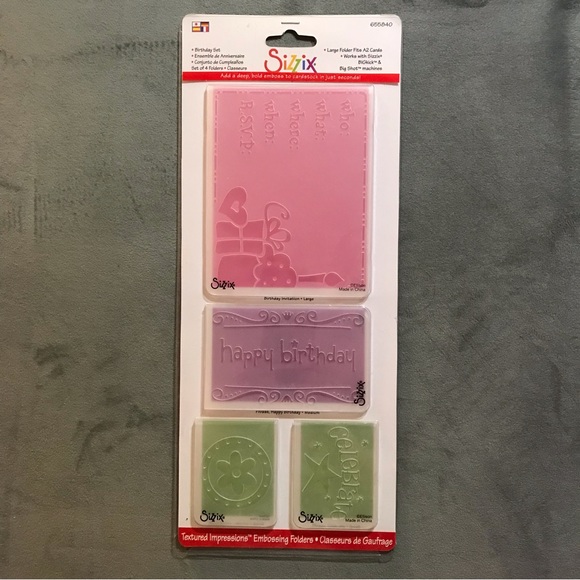 Sizzix 4-pc Embossing folders - Birthday Set - Picture 2 of 7